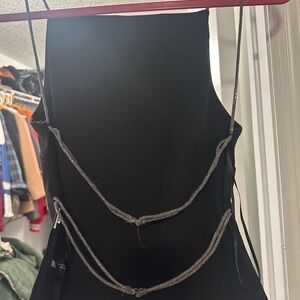 Black Dress with Silver Chain Detail